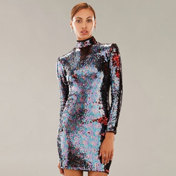 DRESS THE POPULATION Katy Reversible Sequin Body-Con Dress Women’s Size XL - Picture 3 of 9